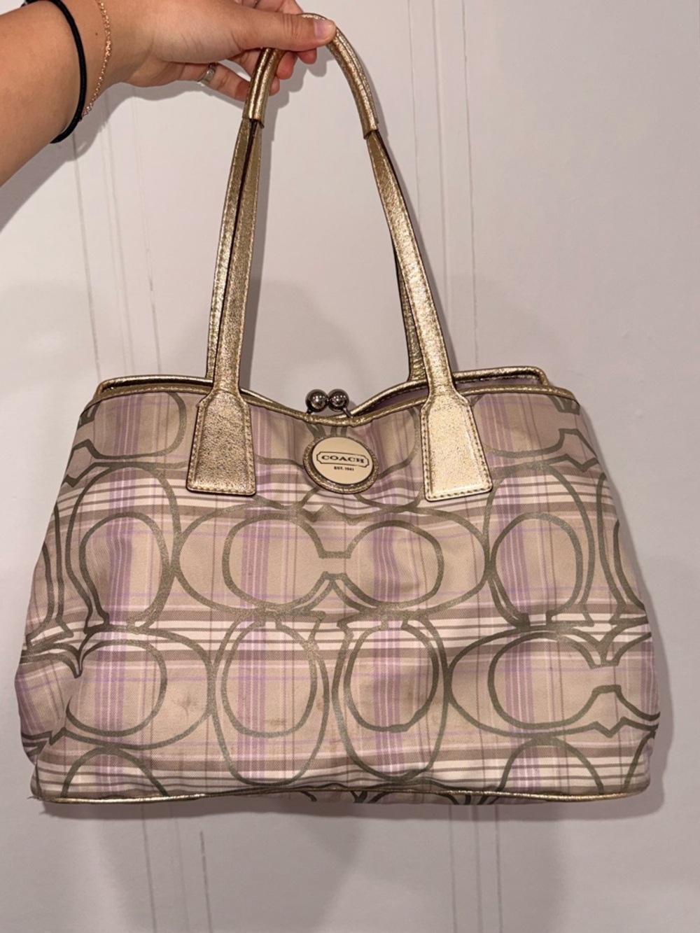 Coach Pink and Gold Signature Tote